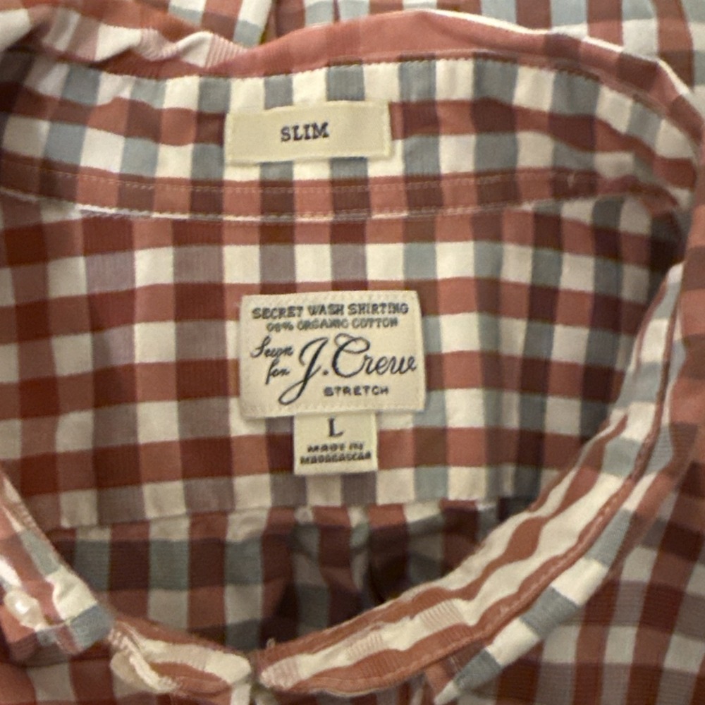 J. Crew Shirt Men's Stretch Secret Wash Large Slim Fit Multicolor Plaid Preppy - Picture 6 of 7